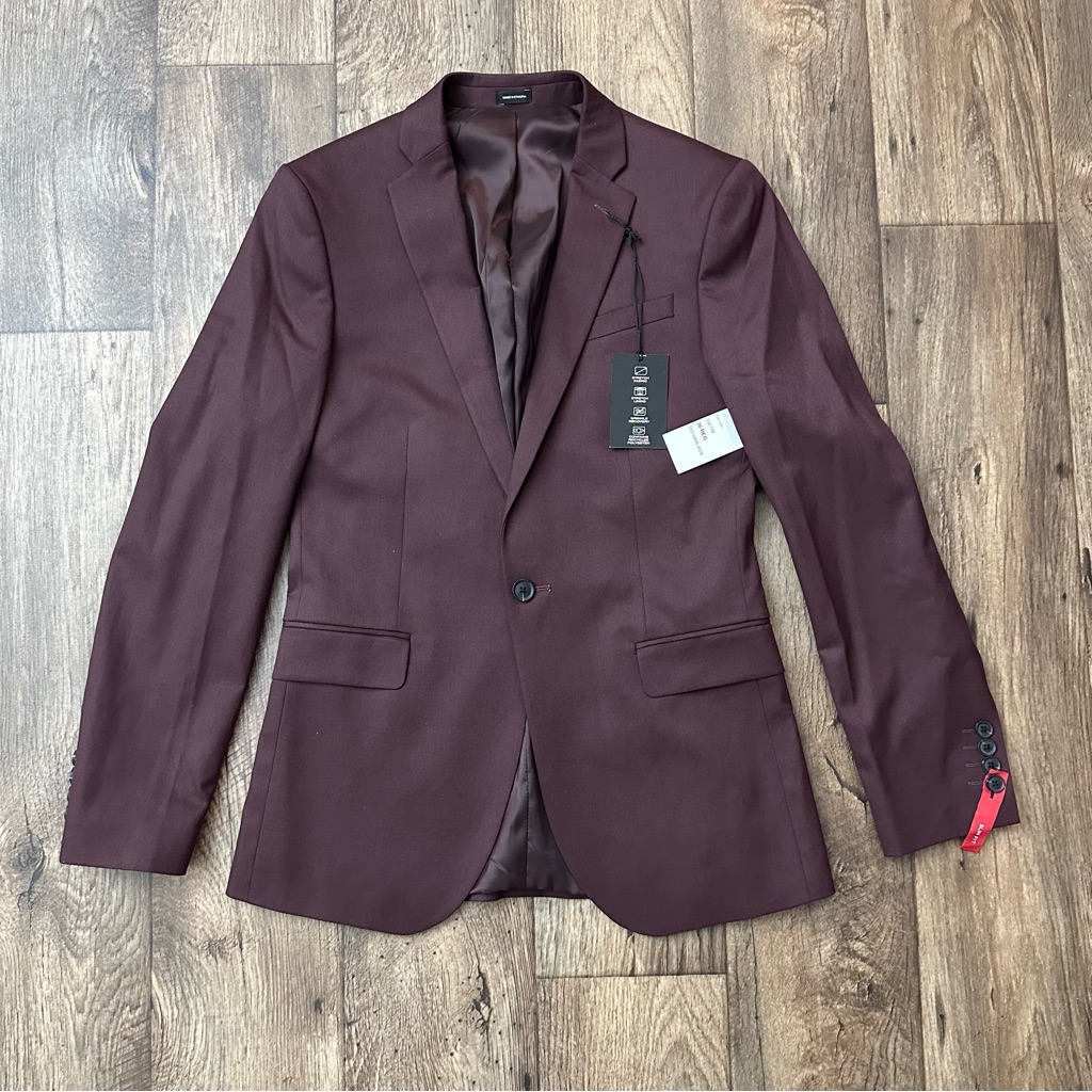 J Ferrar Jf Classic Stretch Slim Fit Suit Blazer Men’s Size 36 Reg Burgundy